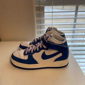 Nike Air Force 1s (Royal Blue and White, Lavender Laces)